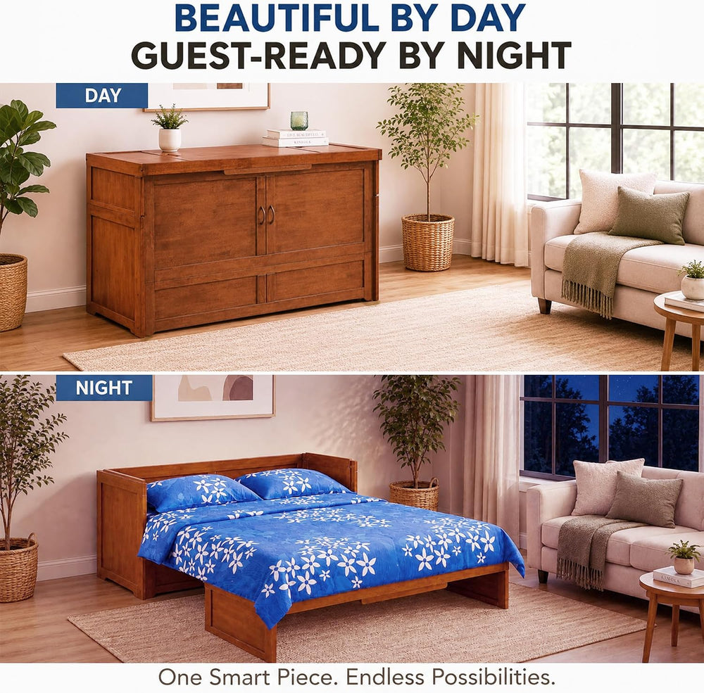 NIGHT & DAY Furniture Murphy Cube Cabinet Bed (Cherry)