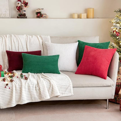 MIULEE Winter Pack of 2 Corduroy Pillow Covers 12 x 20 Inch Lumbar Christmas - Image 7