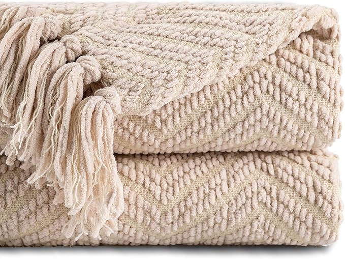 BATTILO HOME Beige Throw Blankets by BATTILOHOME