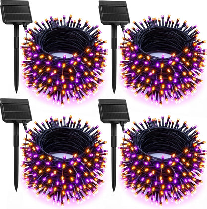 Brightown 4 Pack Solar Halloween Lights, 184FT 480 LED, Orange and Purple