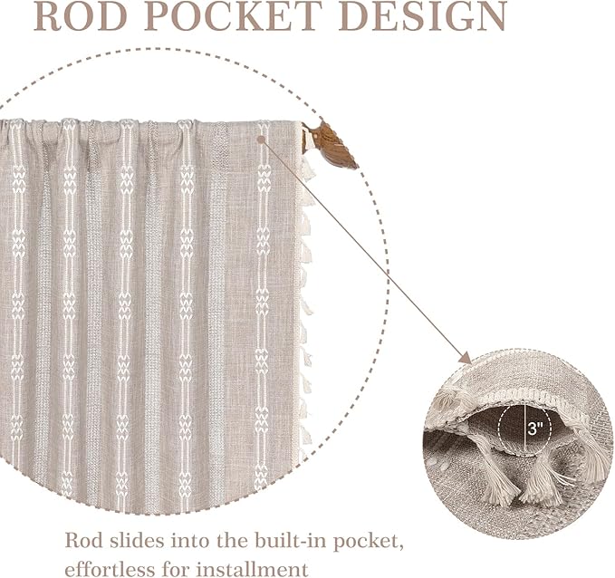 ColorBird Boho Curtains Farmhouse Linen Drapes - Image 4