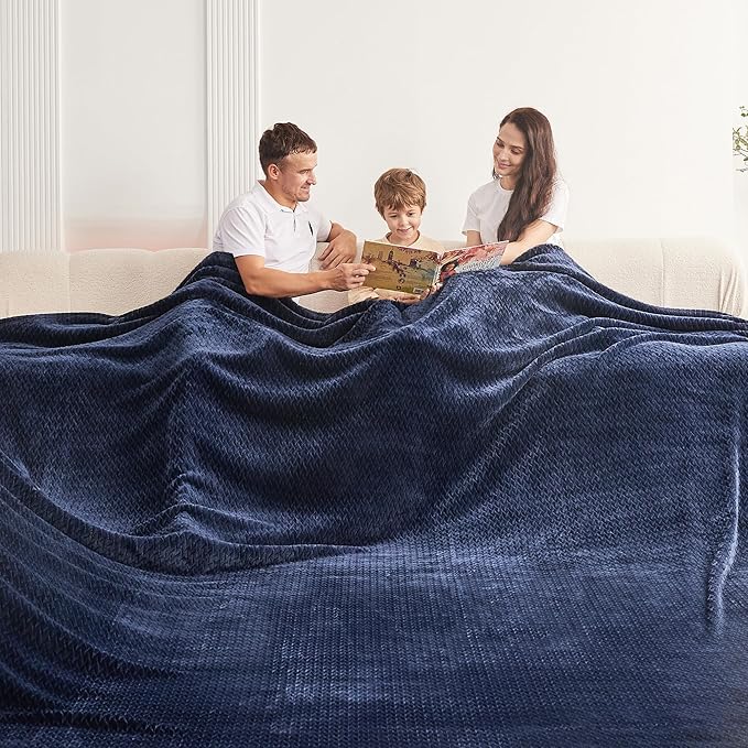 Oversized King Fleece Blanket 120x138 Inches, Seamless Soft Cozy 3D Jacquard by Korbliss