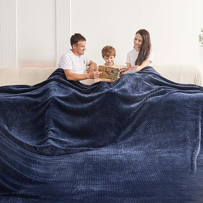 Oversized King Fleece Blanket 120x120 Inches, Seamless Soft Cozy 3D Jacquard by Korbliss