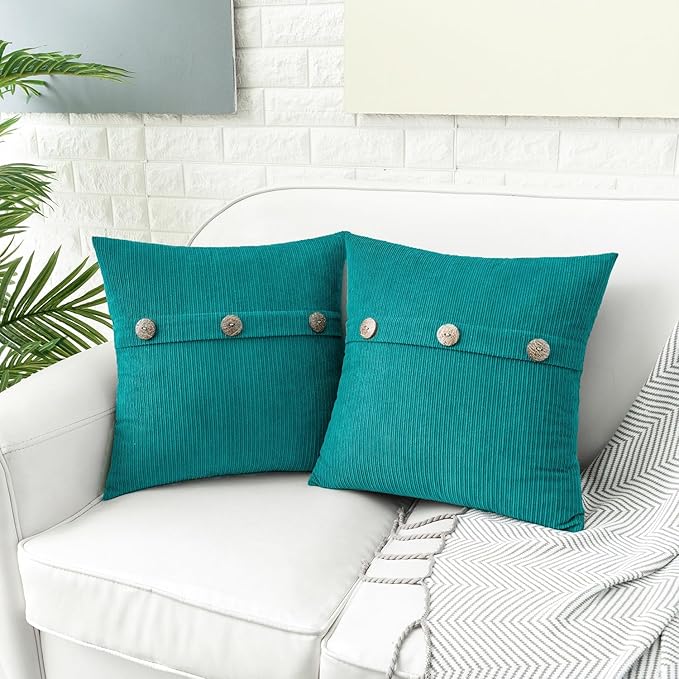 HWY 50 Teal Chenille Throw Pillow Covers 20x20 Inch - Image 5