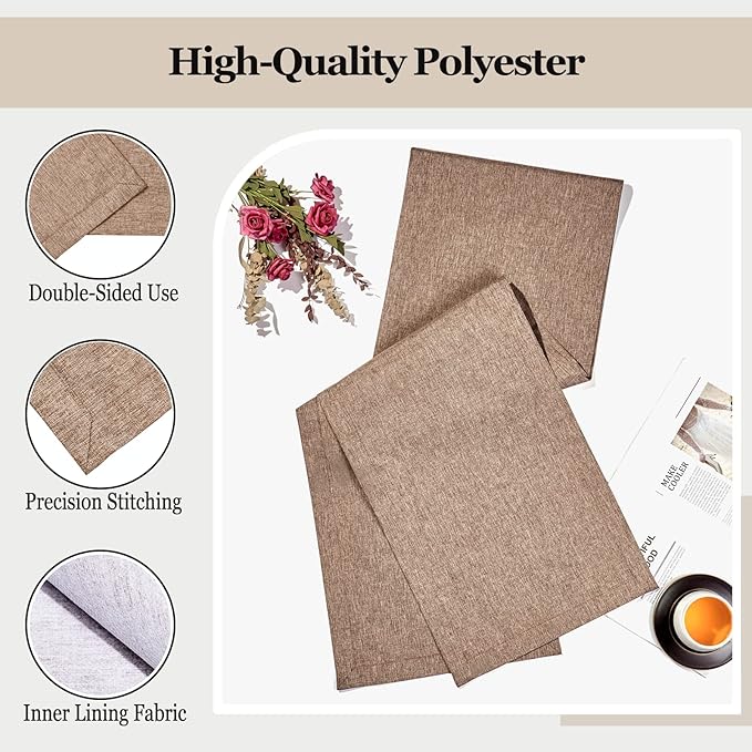 Mebakuk Linen Farmhouse Table Runner Large Burlap Style Soft and Waterproof - Image 3