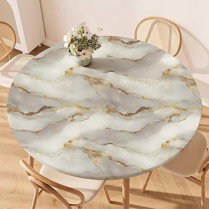 Marble Fitted Round Tablecloth by Unknown