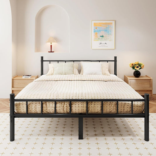 zizin queen metal bed frame with headboard and, main product view