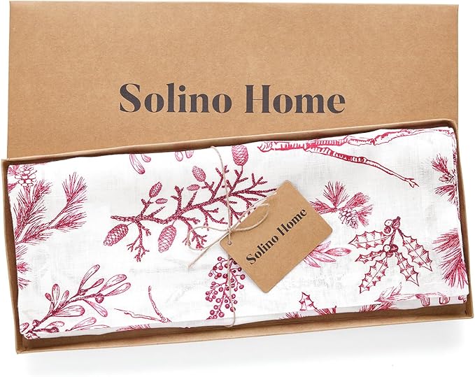 Solino Home 100% Pure Linen Christmas Table Runner 144 Inches Long - Image 5