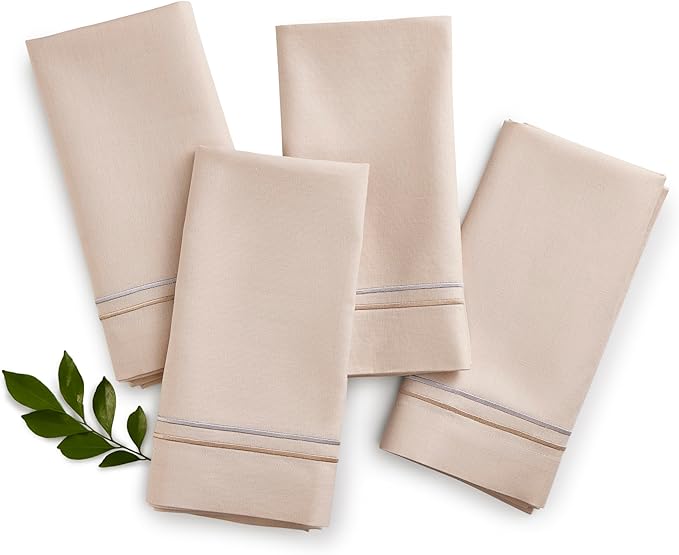 Home Ekaa Cotton Linen Dinner Napkins 20 x 20 Inch – Summer Beige Napkins Set by HomeEkaa
