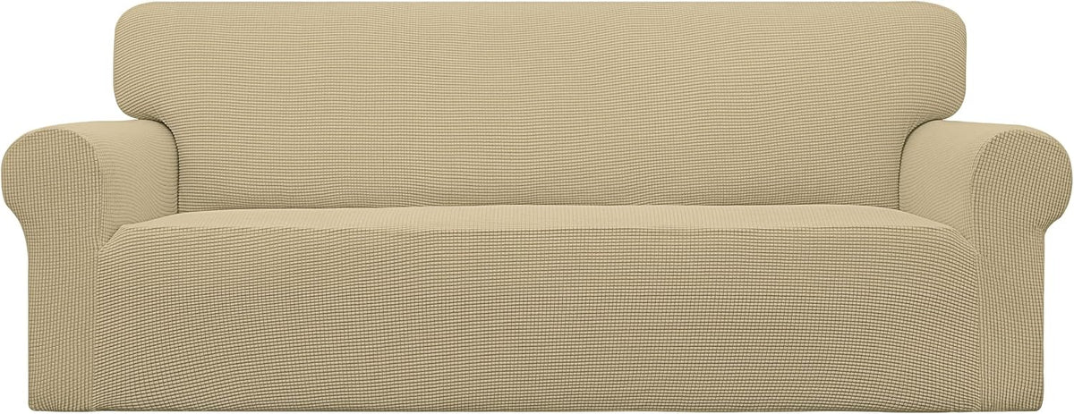 easy-going stretch oversized sofa couch slipcover washable beige, main product view