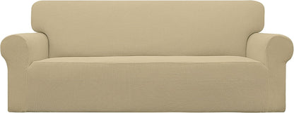 easy-going stretch oversized sofa couch slipcover washable beige, main product view