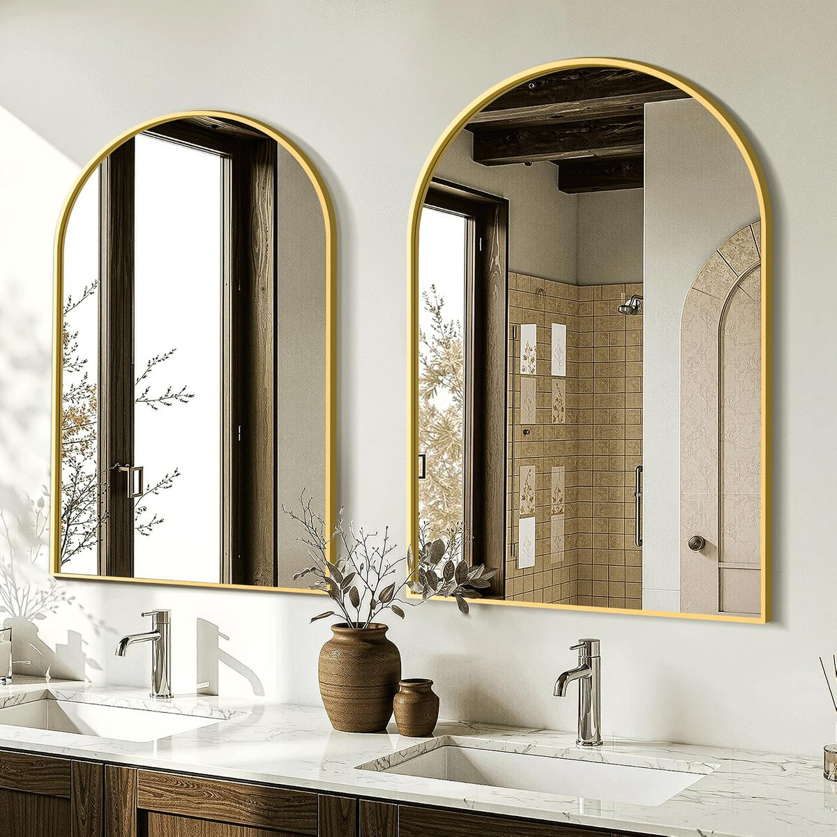 amoise arched bathroom mirror for wall, 2 pack, main product view