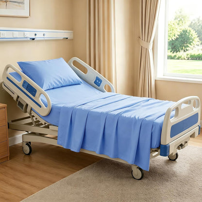 kkjiaf 3 piece light blue cotton hospital bed showing dimensions