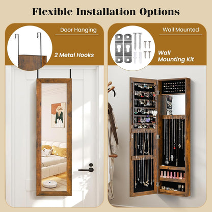 giantex wall or door mounted jewelry cabinet with showing dimensions