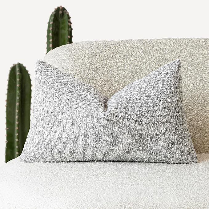 Foindtower Textured Boucle Throw Pillow Covers Accent Solid Lumbar Pillow Cases by Foindtower