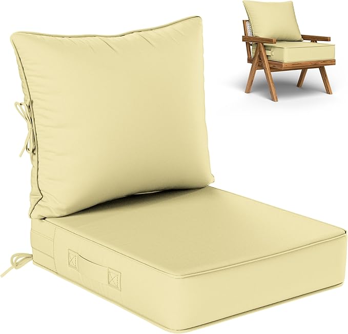 Outdoor Seat Cushion Set 22 L × 24 W × 5 H Inch Waterproof & Fade Resistant by VisitheKimunukStore