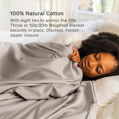 Baloo 100% Cotton Duvet Cover for Weighted Blanket (Silver Sage- 80"x87" - Full/King Size) | Cool, Soft & Durable