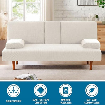 H.VERSAILTEX 4 Pieces Stretch Futon Covers Sofa Bed Slipcover - Image 3