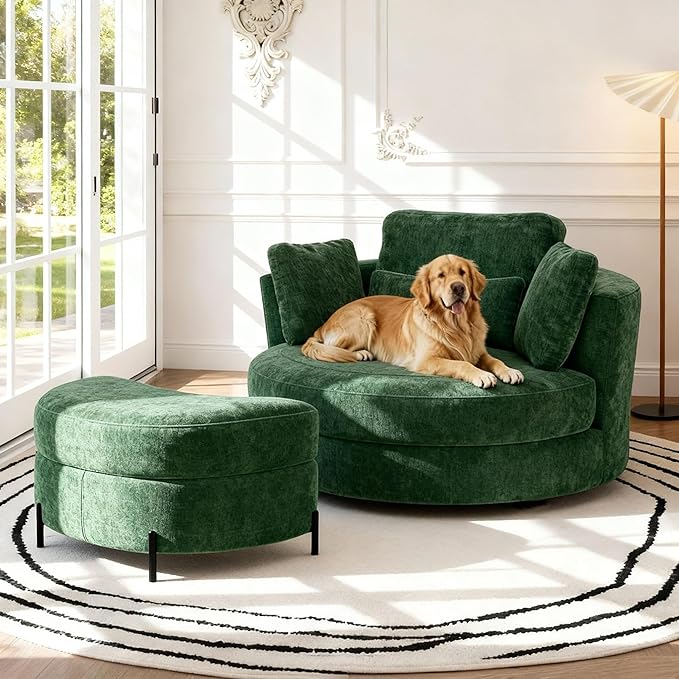 Aoiy & Wifon 50.2'' W Oversized Swivel Barrel Chair by AoiyWifon