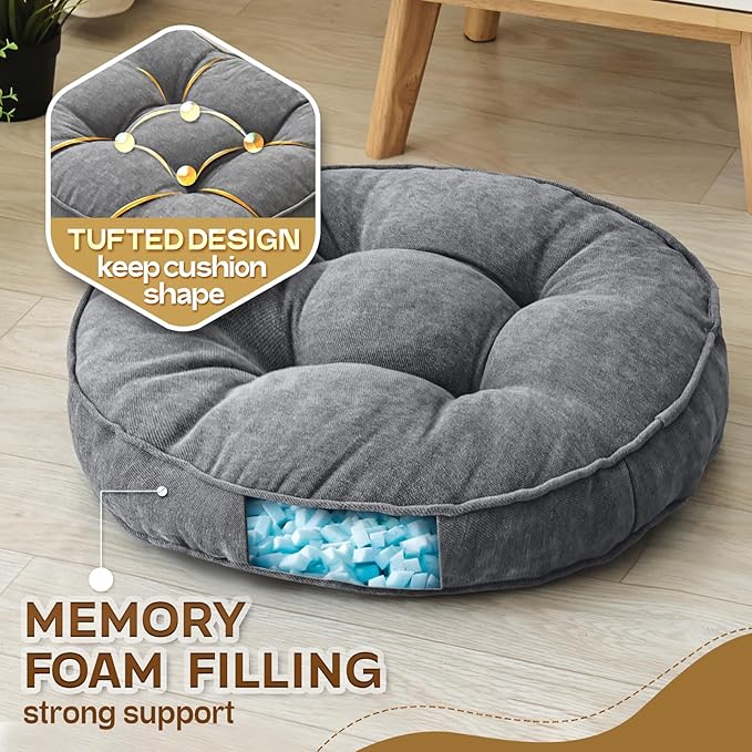 Floor Pillow Set of 2, Memory Foam Floor Cushions - Image 2