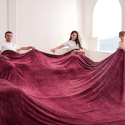 Oversized King Fleece Blanket 120x138 Inches, Seamless Soft Cozy 3D Jacquard - Image 3
