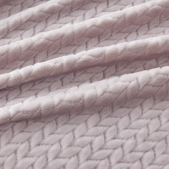 Oversized King Fleece Blanket 120x120 Inches, Seamless Soft Cozy 3D Jacquard - Image 5