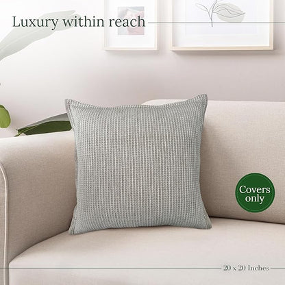 SanVia Oat Haven Premium Cotton Throw Pillow Covers, 20 x 20 Inches, Luxurious - Image 5