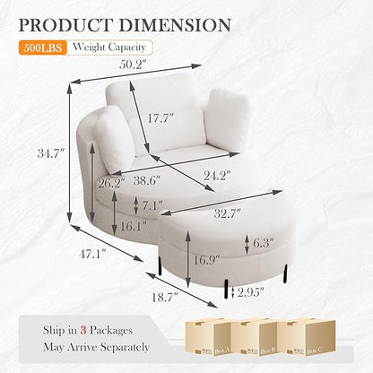 Aoiy & Wifon 50.2'' W Oversized Swivel Barrel Chair - Image 2