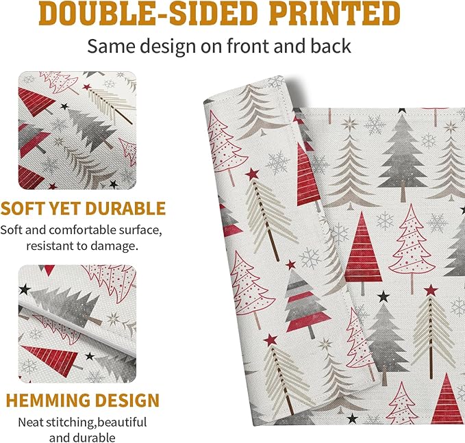 Christmas Tree Placemats Set of 4 Geometric Colorful Xmas Place Mats 12x18 Inch - Image 5