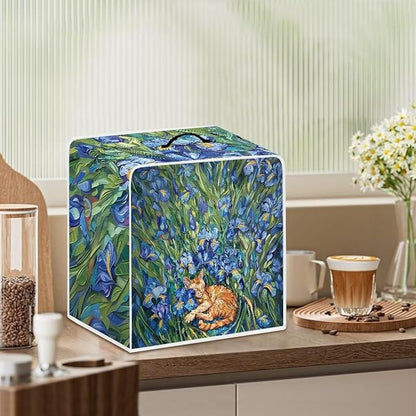 Cute Iris Cat Coffee Maker Cover – Dust Protection Stain Resistant Washable - Image 3