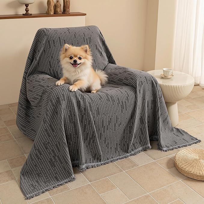 MYSKY HOME Chair Covers Armchair, Recliner Chair Cover Dark Grey Couch Cover by MYSKYHOME