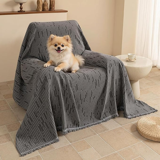 MYSKY HOME Chair Covers Armchair, Recliner Chair Cover Dark Grey Couch Cover by MYSKYHOME