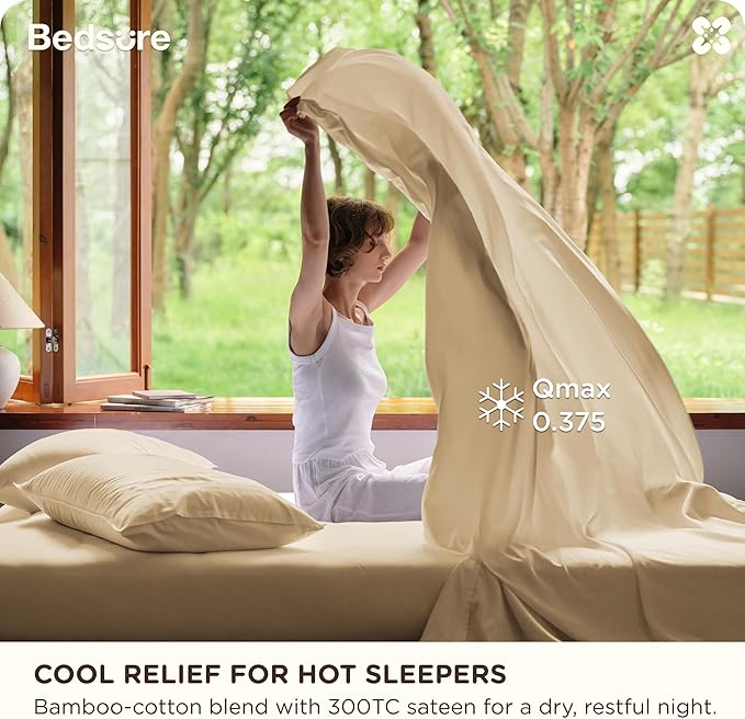 Bedsure Cooling Sheets, Rayon Derived from Bamboo & Cotton Blend, GentleSoft - Image 2