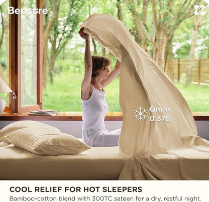 Bedsure Cooling Sheets, Rayon Derived from Bamboo & Cotton Blend, GentleSoft - Image 2