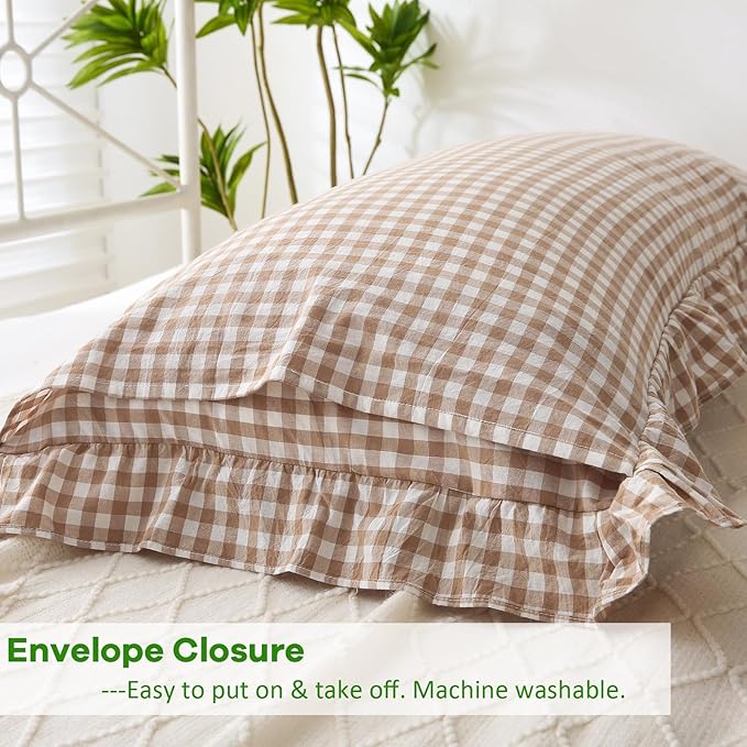 Taupe White Plaid Body Pillow Cover - Image 5