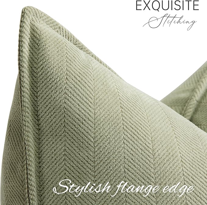 ZWJD Sage Green Pillow Covers 12x20 Set of 2 Chenille Throw Pillow Covers - Image 2