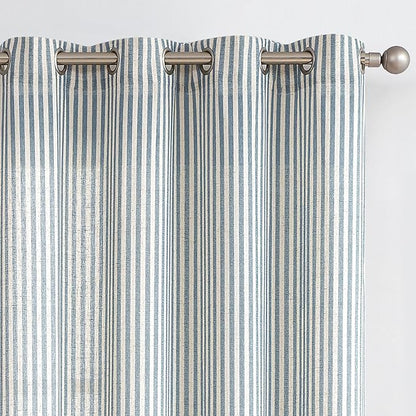 Vangao Linen Striped Curtains Boho Tickingstripe Light Filtering Window by Vangao