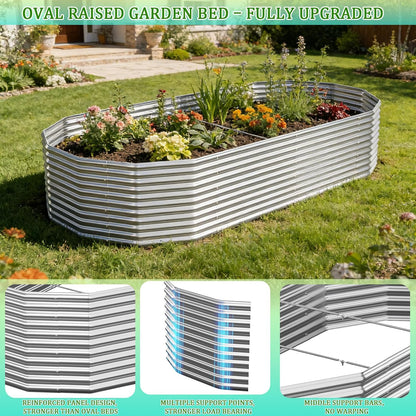 raised garden bed outdoor upgrade oval 2 pack showing dimensions