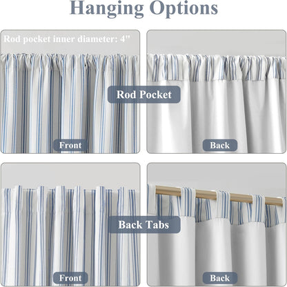 zjdecor 63 inch blue stripe full blackout window, side view
