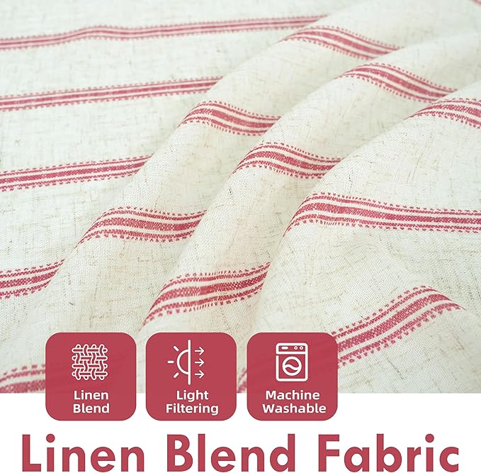DriftAway Farmhouse Vertical Striped Linen Blend Textured Light Filtering Semi - Image 2