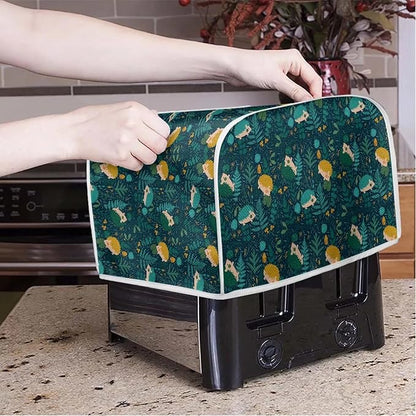 Flowers Hedgehog Printed 4 Slice Kitchen Machine Covers, Dustproof Toaster - Image 3