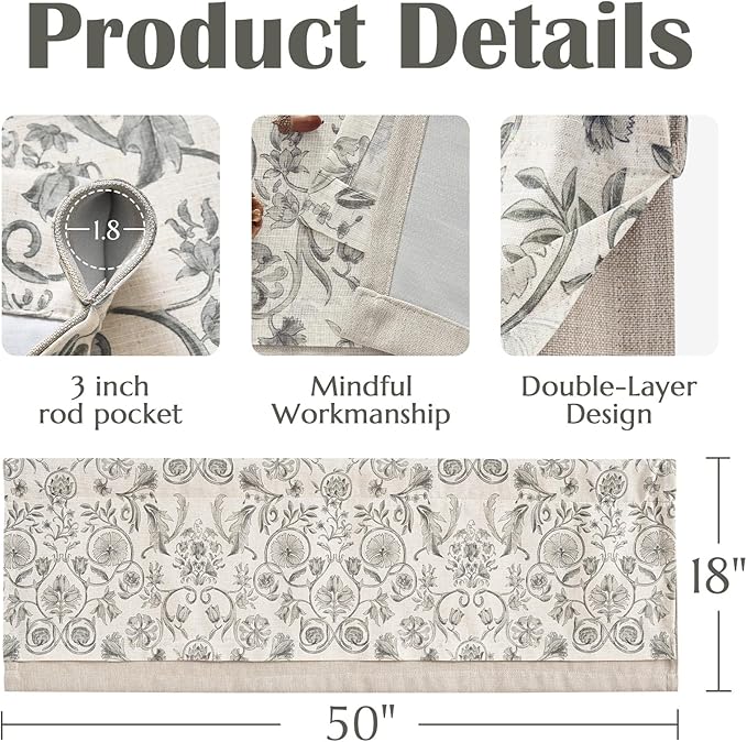 jinchan Linen Valance Kitchen Curtain - Image 5