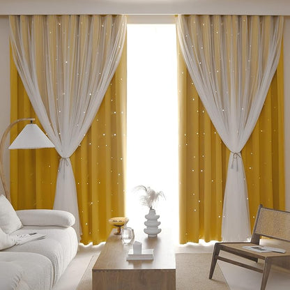 Kinryb Kids Blackout Curtains for Bedroom/Living Room/Classroom, Sheer Overlay - Image 2