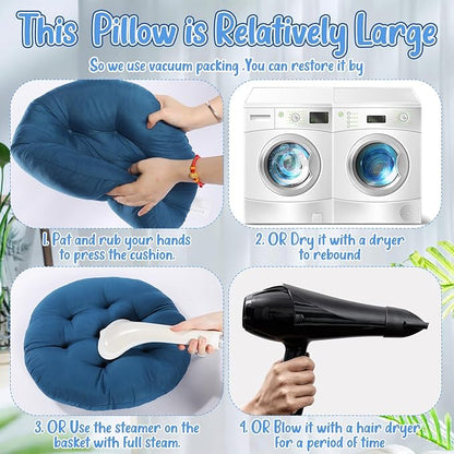 Fumete 12 Pcs Floor Pillows Cushions Seating 16 x 16 Inches Color Round Seat - Image 3