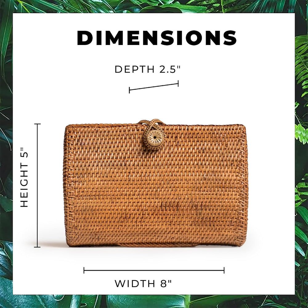Novum Crafts Handmade Rattan Purse - Straw Wicker Crossbody Bag for Women