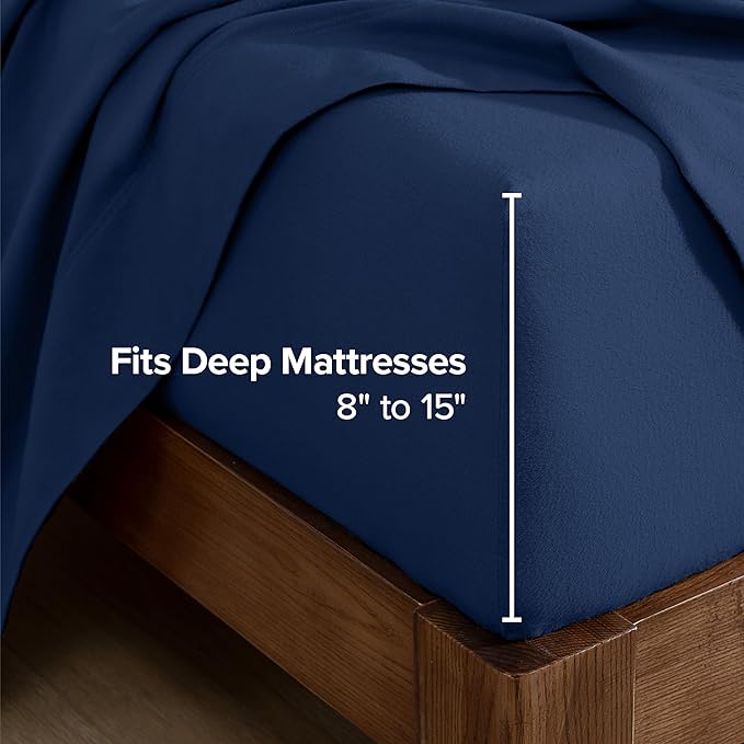 Bare Home Flannel Fitted Bottom Sheet 100% Cotton, Velvety Soft Heavyweight - Image 3