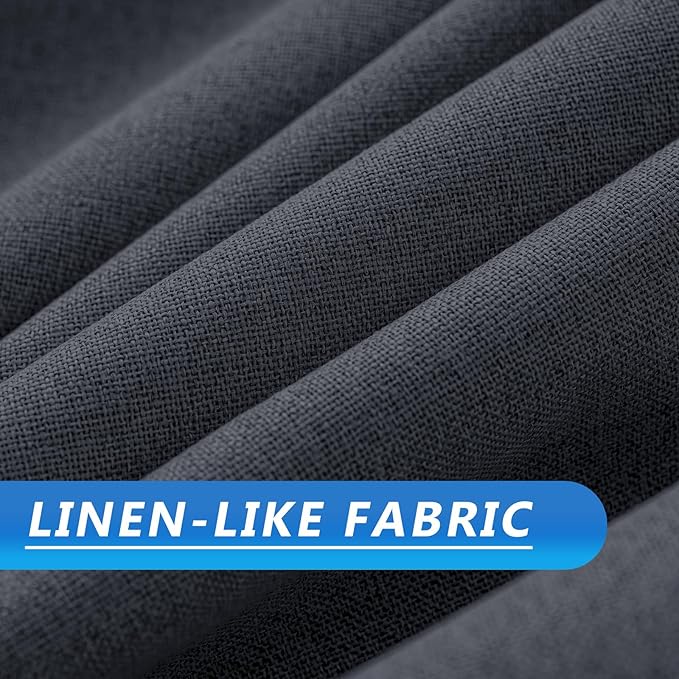 Linen 100% Blackout Curtains for Bedroom, Back Tab/Rod Pocket Curtain for - Image 3