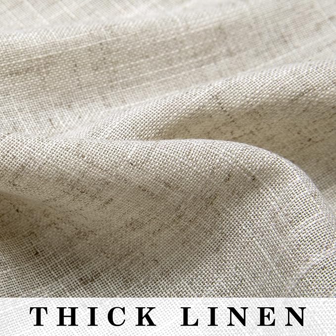 72 Inch Length Linen Curtains for Bedroom 2 Panel Set Natural Crude Tan Beige - Image 4