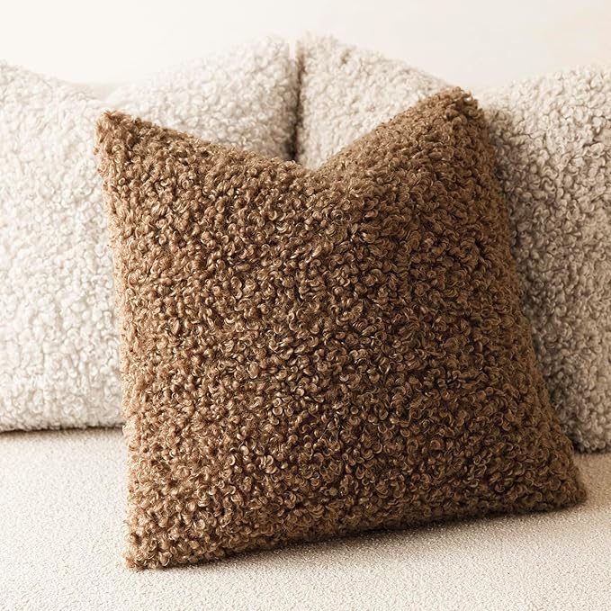 Foindtower 2 Pieces 26x26 Inch Dark Bronze, Faux Fur Throw Pillow Cover Accent - Image 4