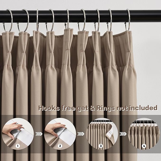 KEQIAOSUOCAI 60 Wide Pinch Pleated Window Curtain Panels 105 Inches Long Custom - Image 2